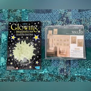 Bundle 4M Glow Stars & Wallies Wallpaper Cutouts Narcissus and Orchid